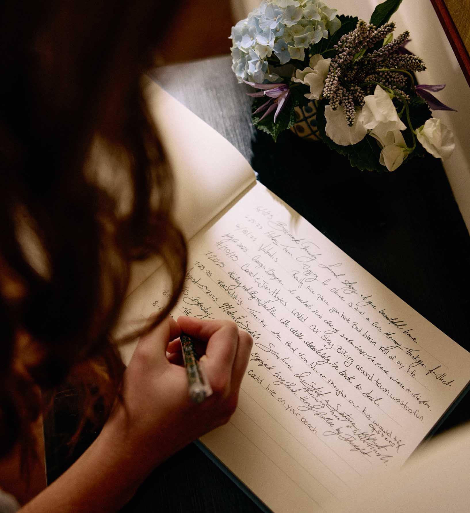 Hydrangea Embroidered Guest Book