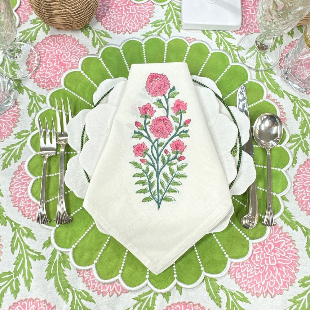 Pink Flower Motif Napkin