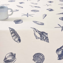 Navy Seashell 60x95", Coated Tablecloth