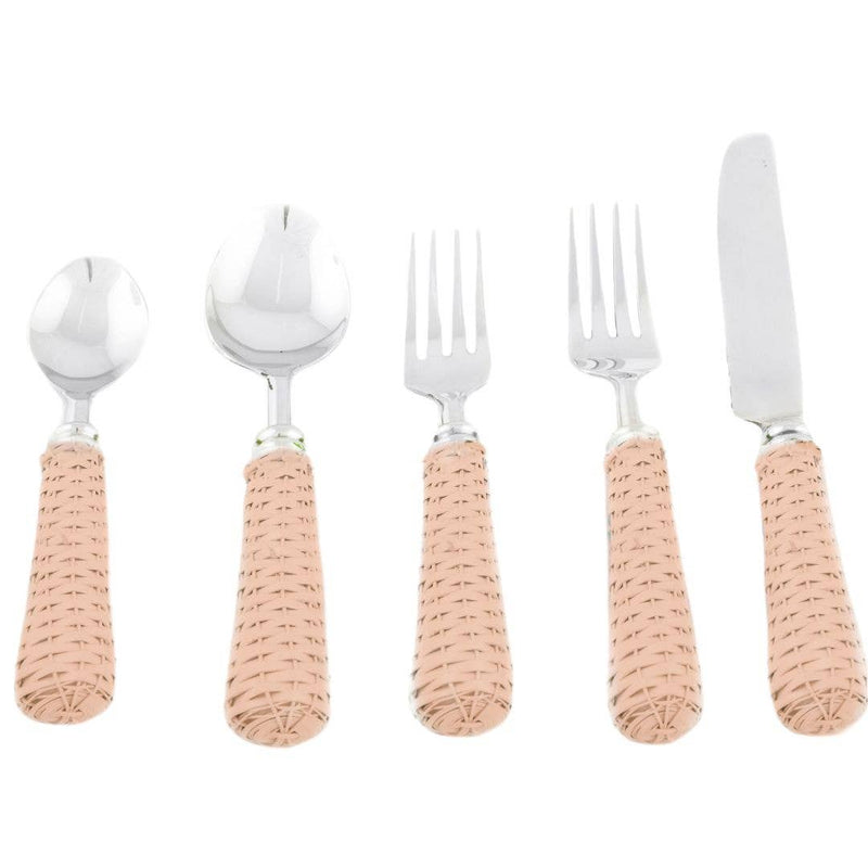 Pink Woven 5 Piece Place Setting