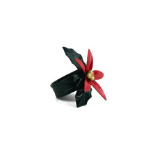 Metal Poinsettia Napkin Rings, Set of 4