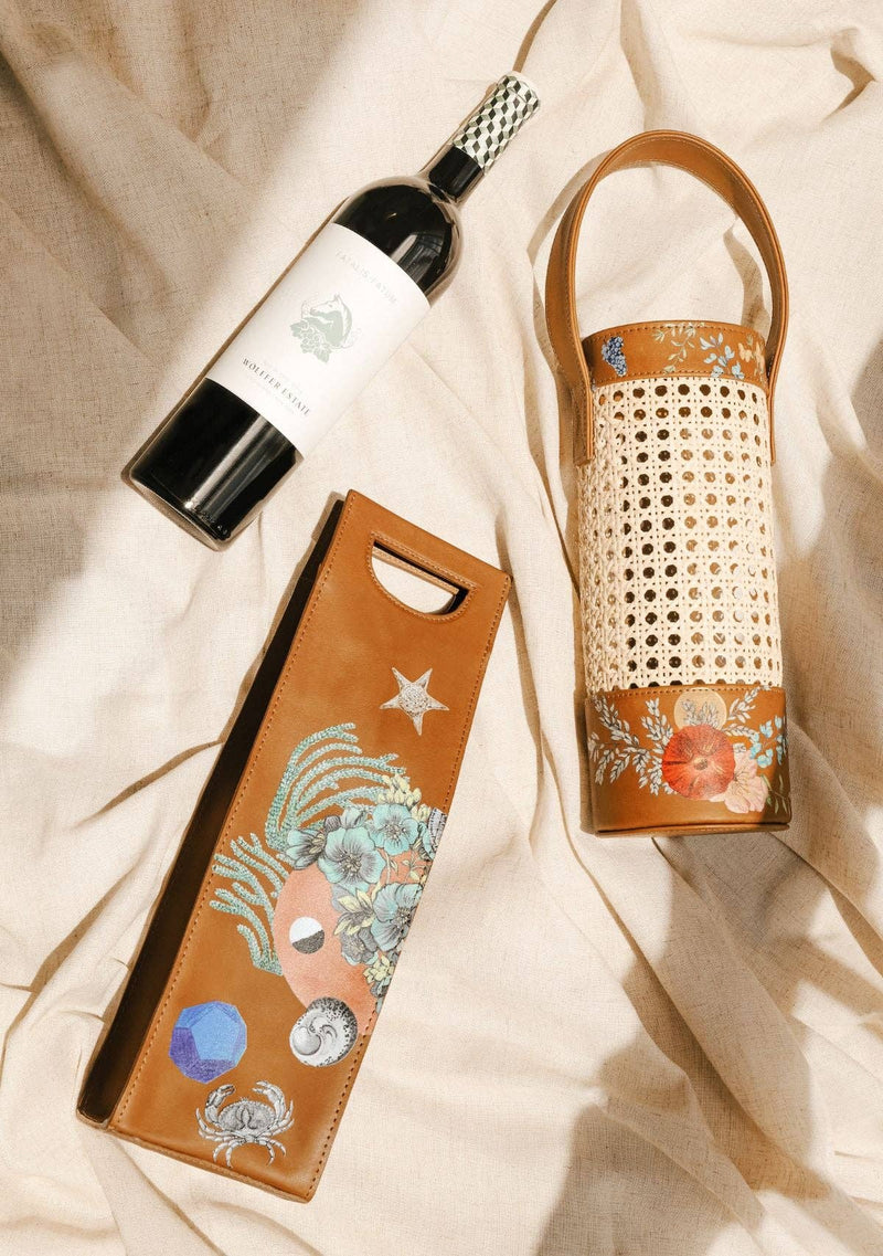 Handpainted Wine Bag