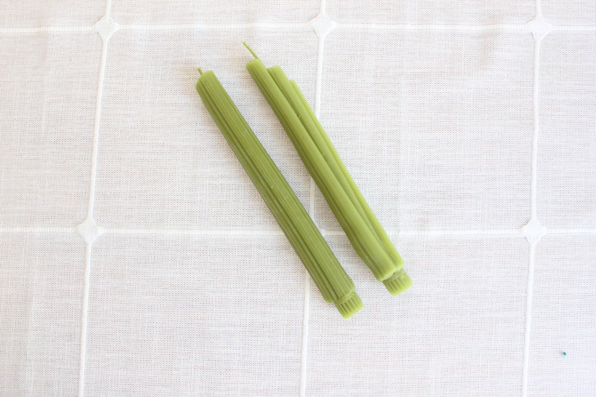 Celery Beeswax Candles, Pair