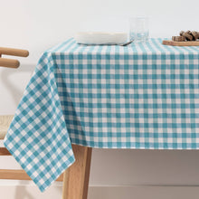 Coated Aquatic Gingham 55x98" Tablecloth