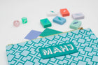 Mahj Card & Accessory Bag, Teal Geometric