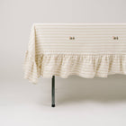 Ruffled  60x90" Tablecloth, Natural/White Strips