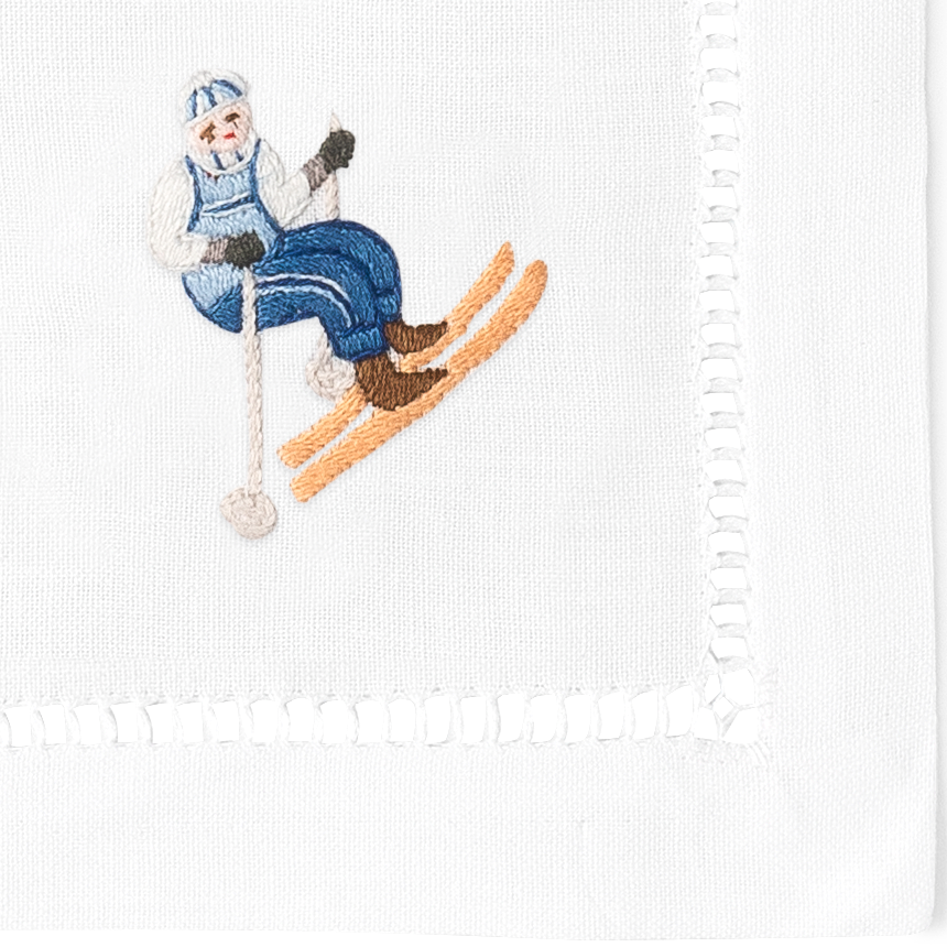 Skiers Cocktail Napkins | Mixed Set of 4
