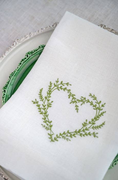 Vineyard Heart Linen Napkins, Set of 4
