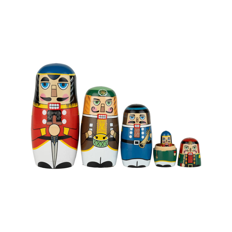 Wooden Nutcracker Nesting Dolls