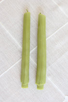 Celery Beeswax Candles, Pair