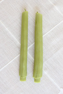 Celery Beeswax Candles, Pair