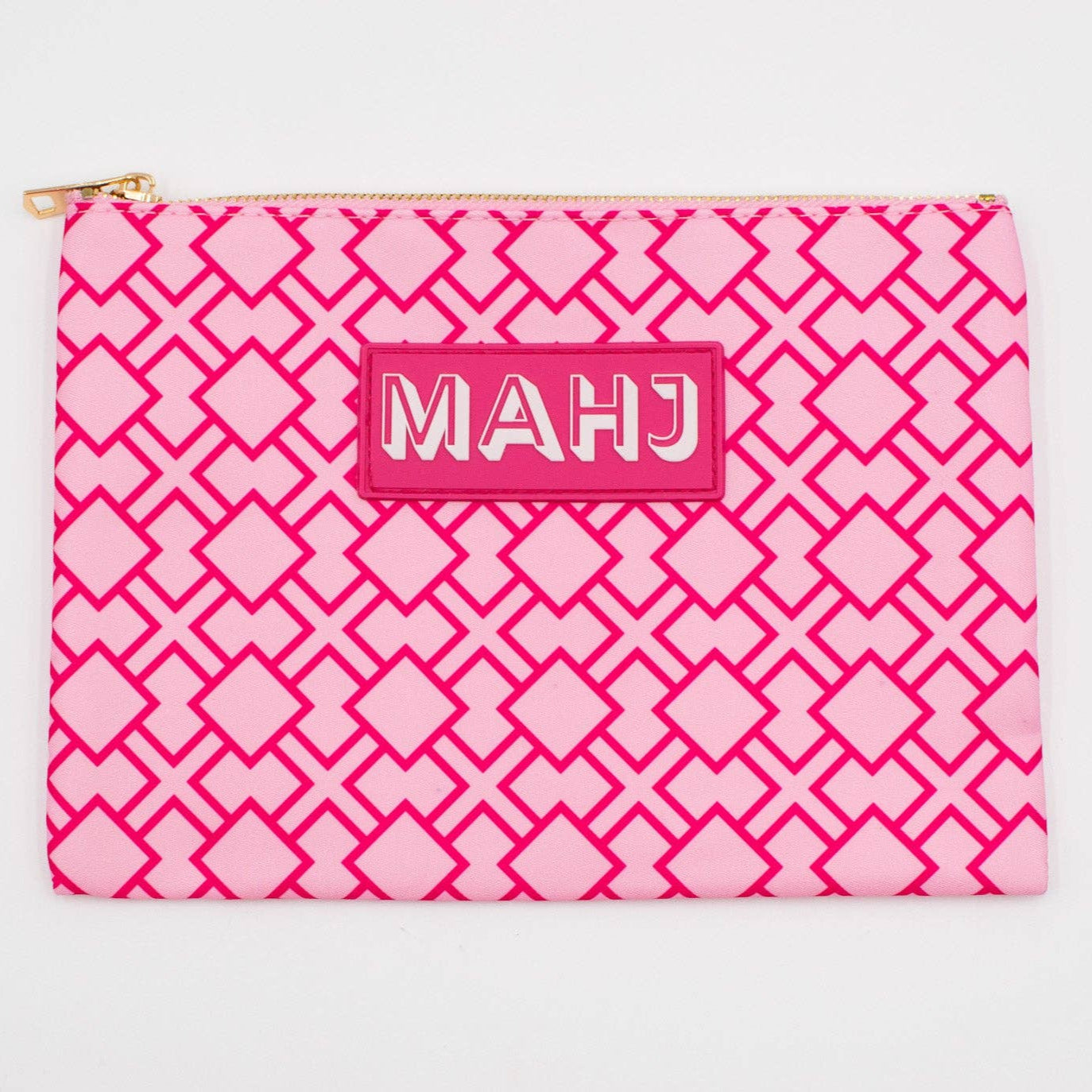 Mahj Card & Accessory Bag, Geometric Pink