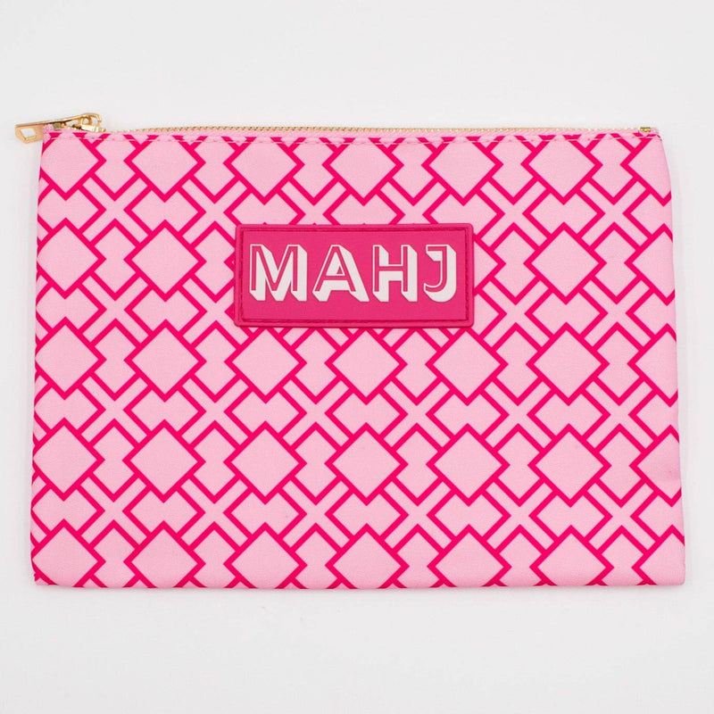 Mahj Card & Accessory Bag, Geometric Pink