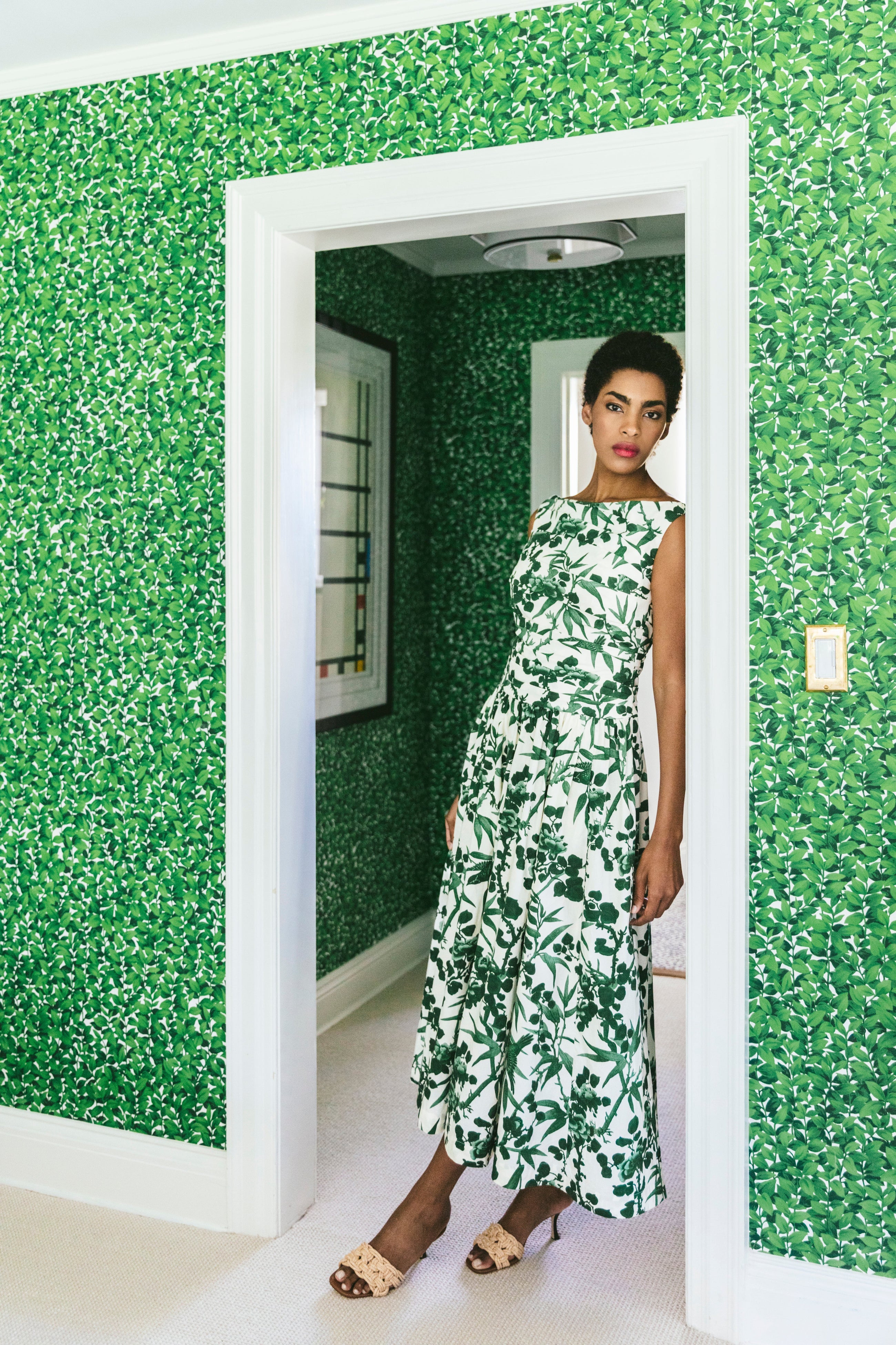 green toile dress Cara Cara Octavia Dress, Fauna Floral harajuku style Hang to dry or Babyboo Mirabella Maxi Dress Color:Oyster