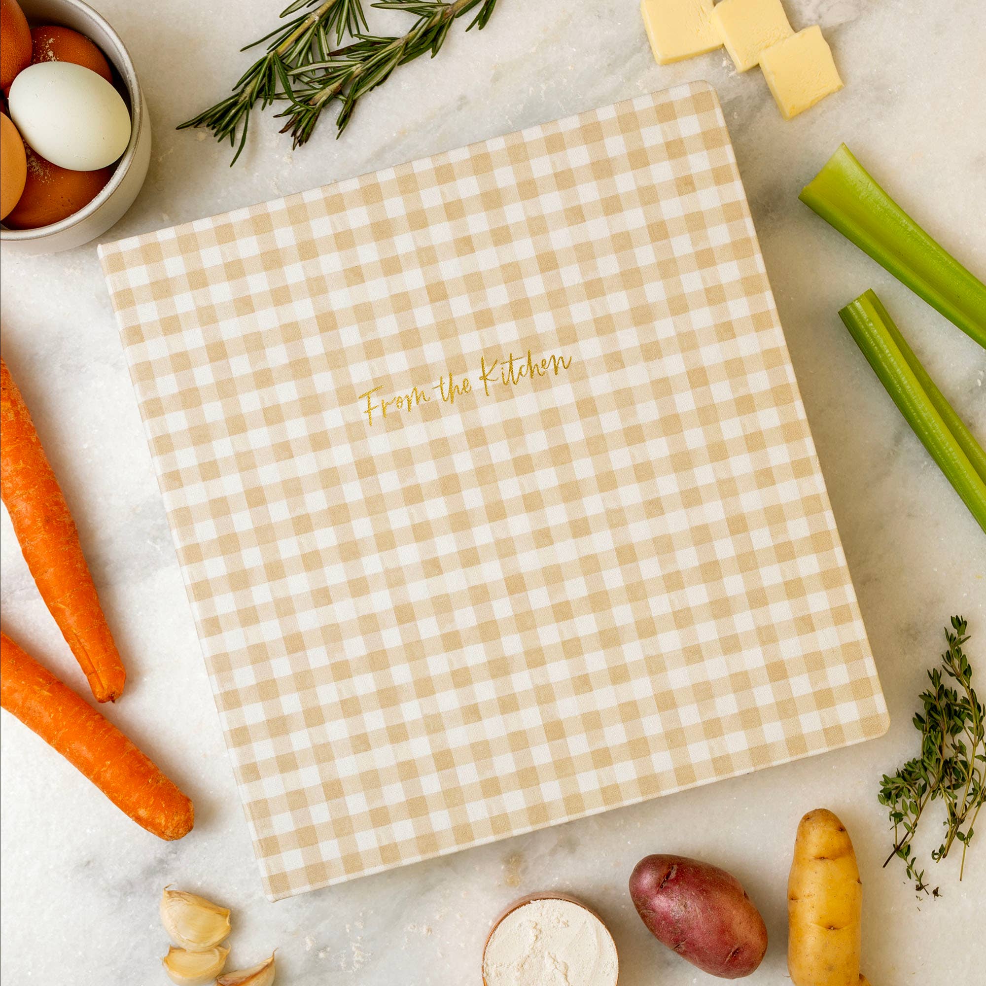 Beige Gingham Recipe Binder