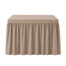 Skirted Mahjong Game Tablecloth, Brown Gingham