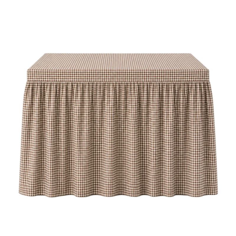 Skirted Game Tablecloth, Brown Gingham