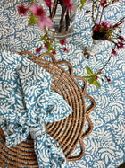 Set of 4 Gathered Garden Napkins, Lake Blue