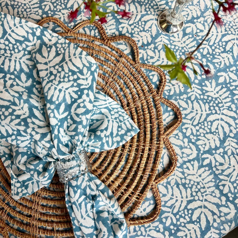Garden Lake Blue Tablecloth,  120" Round