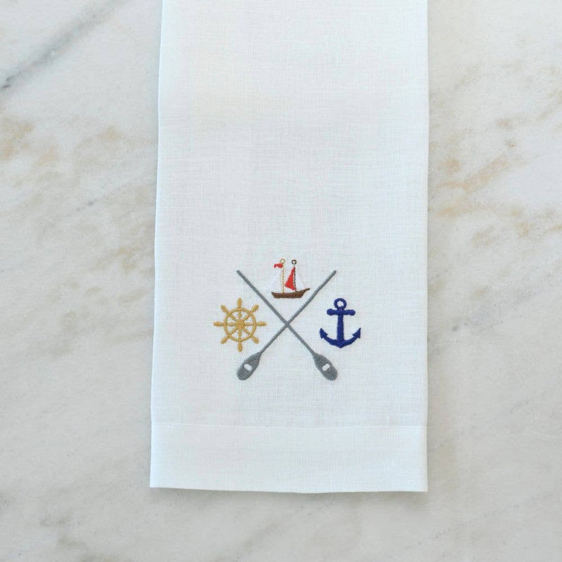 Navy Nautical Crest Linen Towel