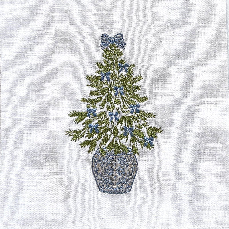 Holiday Blues Linen Towel
