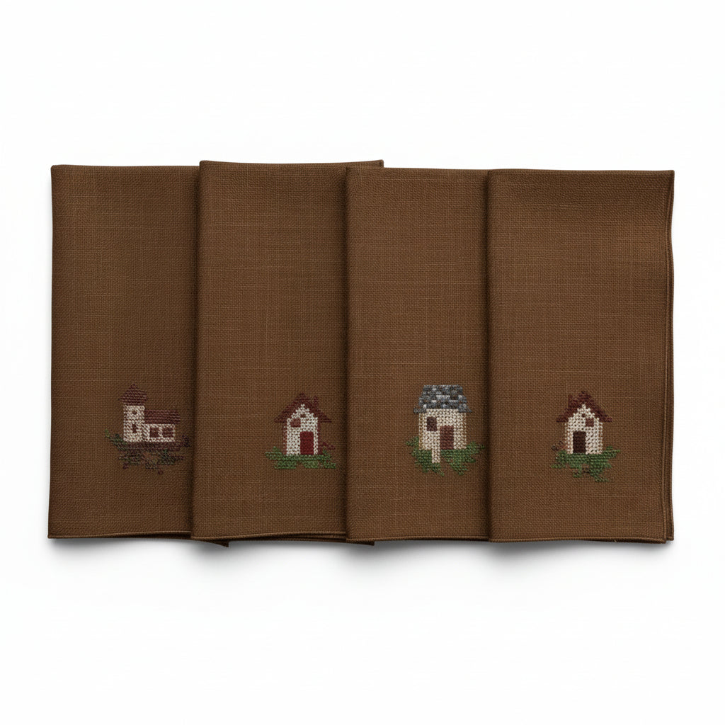 Set of 4 Chalet Napkins, Brown