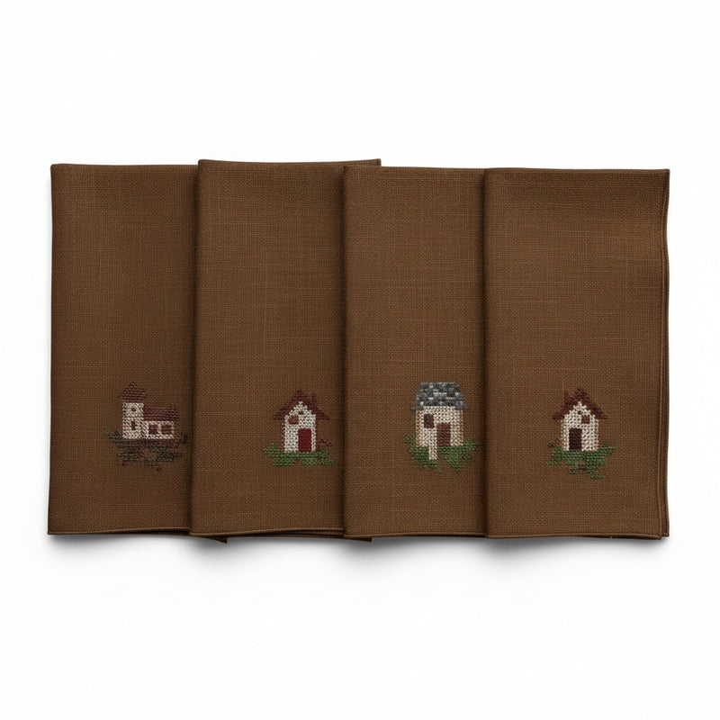 Set of 4 Chalet Napkins, Brown