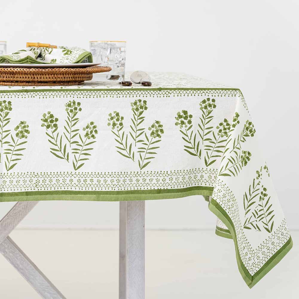 Phlox Green Tablecloth, 60x120"