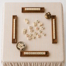 Skirted Game Tablecloth, Tan Stripe