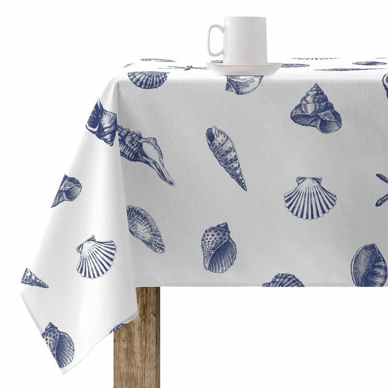 Navy Seashell 60x118", Coated Tablecloth