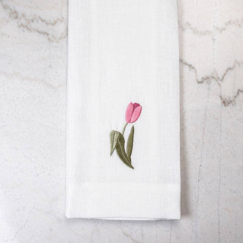 Pink Tulip Linen Towel