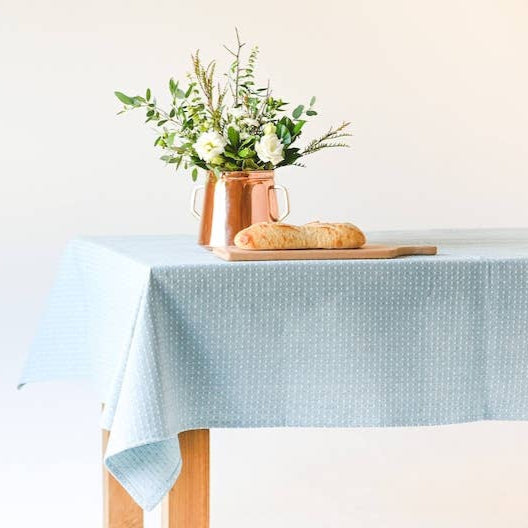 Dotted Tablecloth, Seafoam Blue