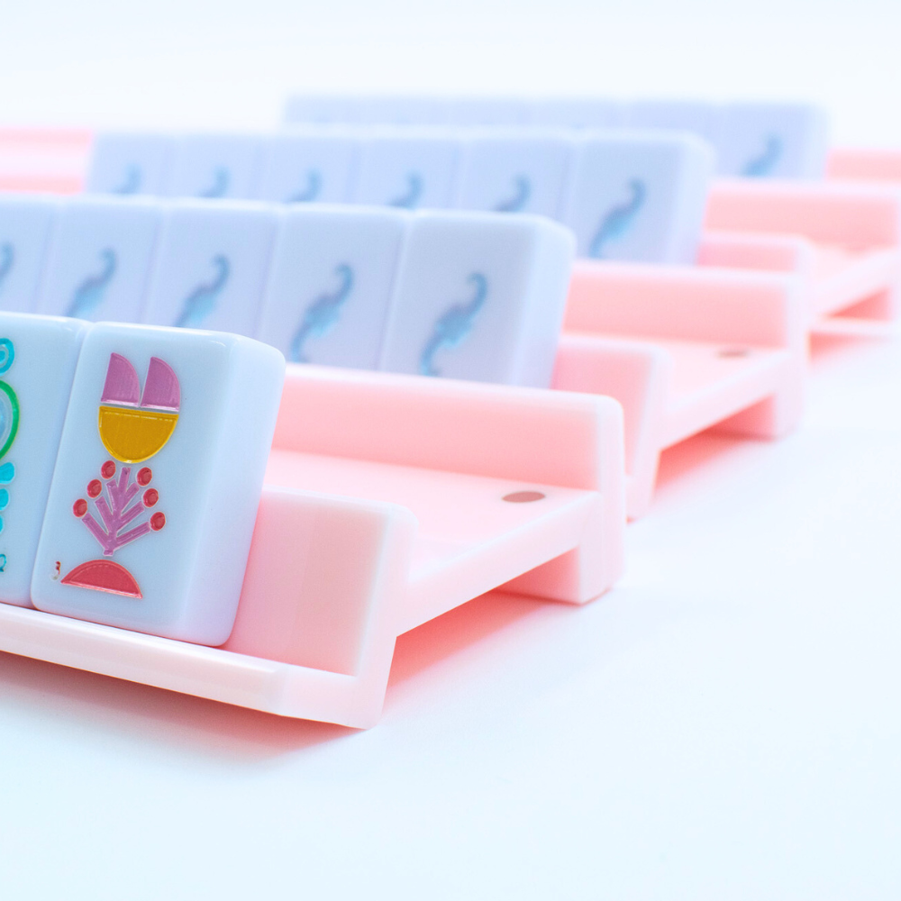 Pink Acrylic Mahjong Racks & Magnetic Pushers