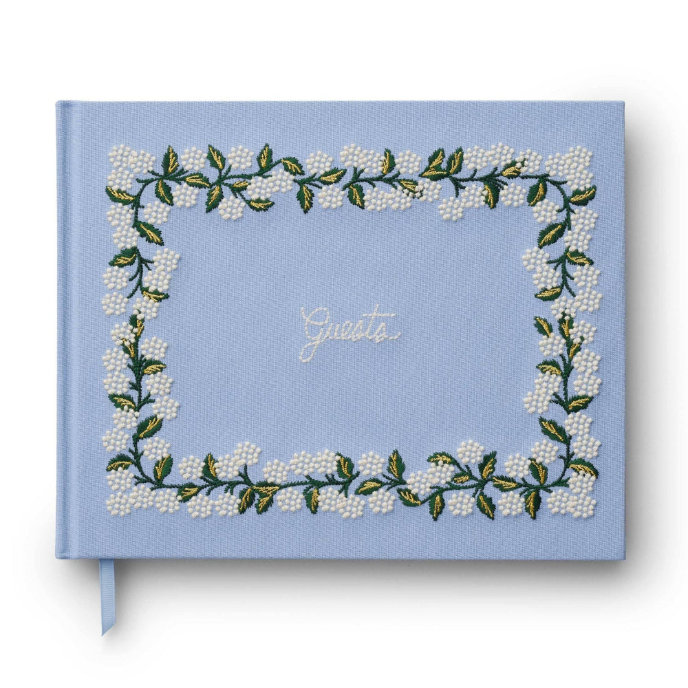 Hydrangea Embroidered Guest Book