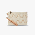Natural Hand-Embroidered Raffia Wristlet