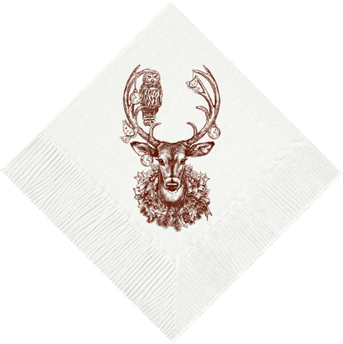 Christmas Deer Beverage Napkins, S/20