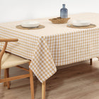 Coated Tan Gingham 55x98" Tablecloth