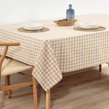 Coated Tan Gingham 55x98" Tablecloth