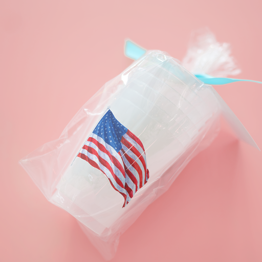 American Flag, S/6 Frosted Cups