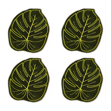 Monstera Leaf Linen Cocktail Napkins, Set of 4