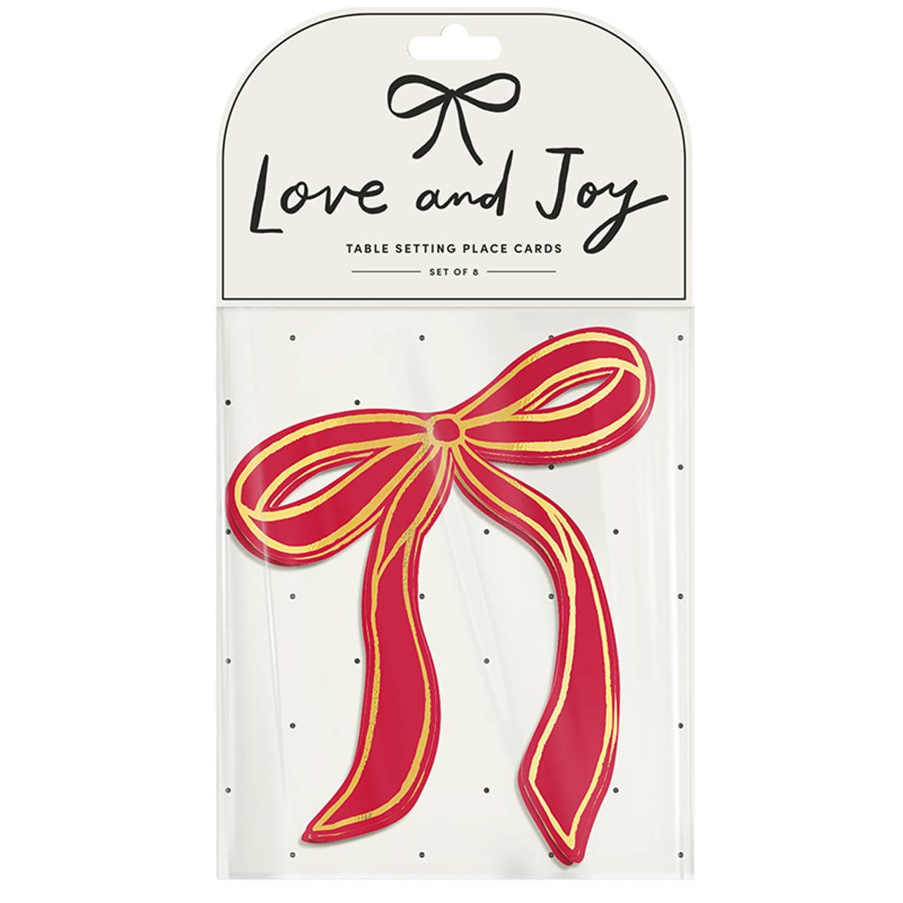 Gold & Red Bow Place Cards, Set of 8