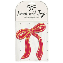 Gold & Red Bow Place Cards, Set of 8