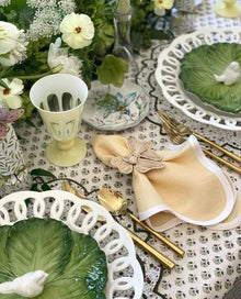 Yellow Linen Scalloped Napkins