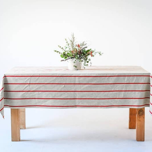 Red Striped 60x120" Tablecloth