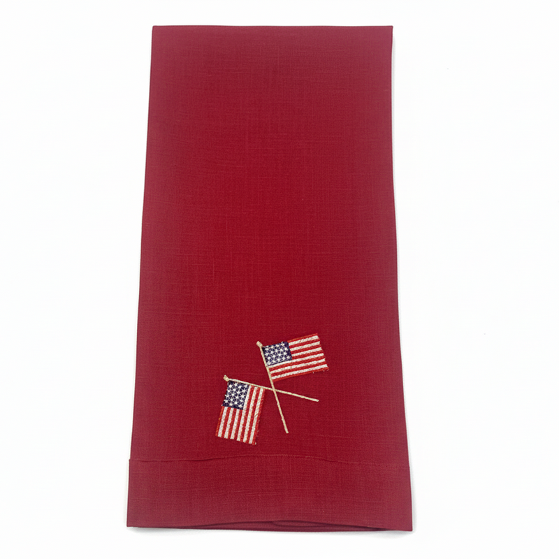 American Flags Red Linen Towel