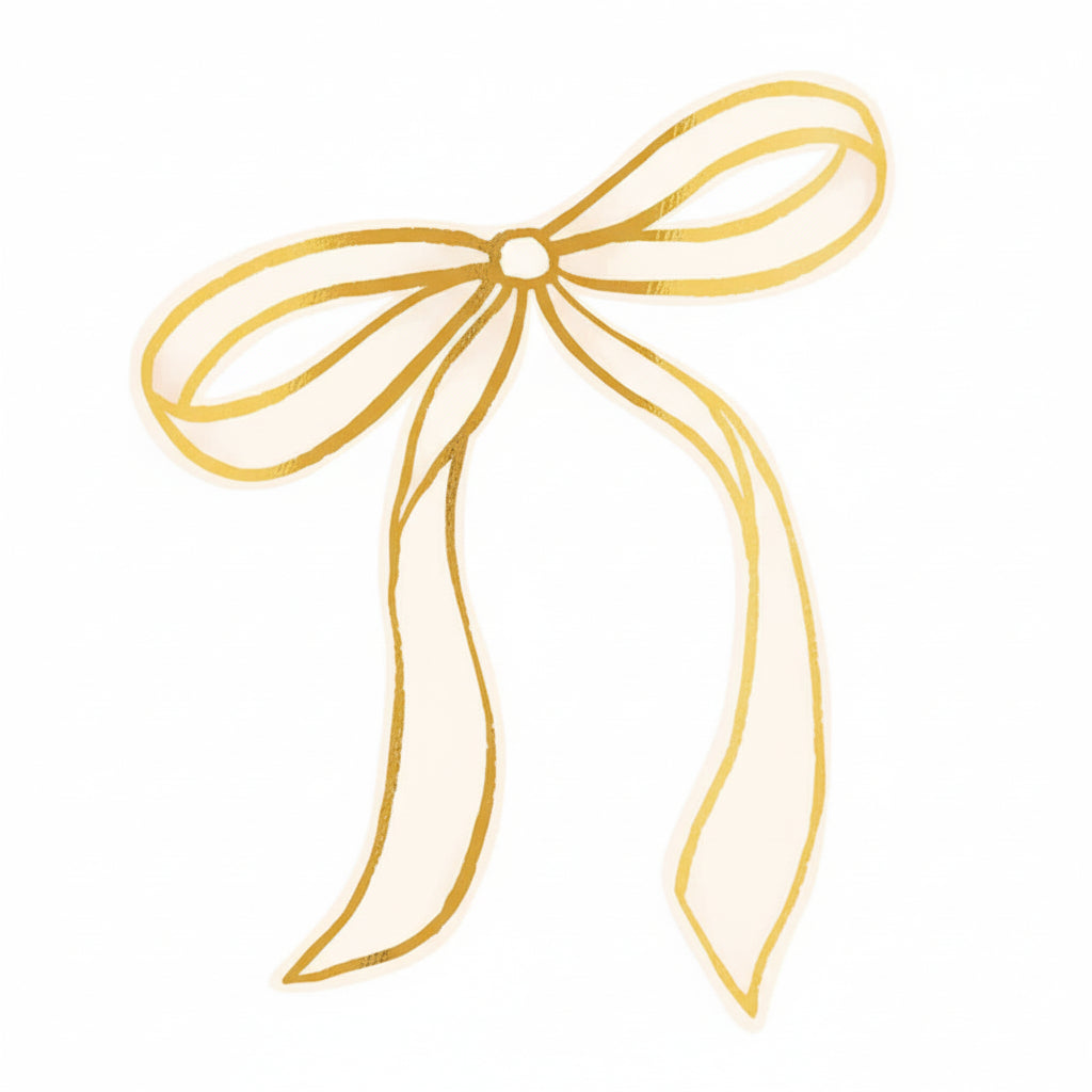Gold & Ivory Bow Place Cards, Set of 8