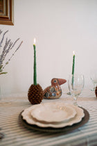 Beeswax Asparagus Candle Taper Pair