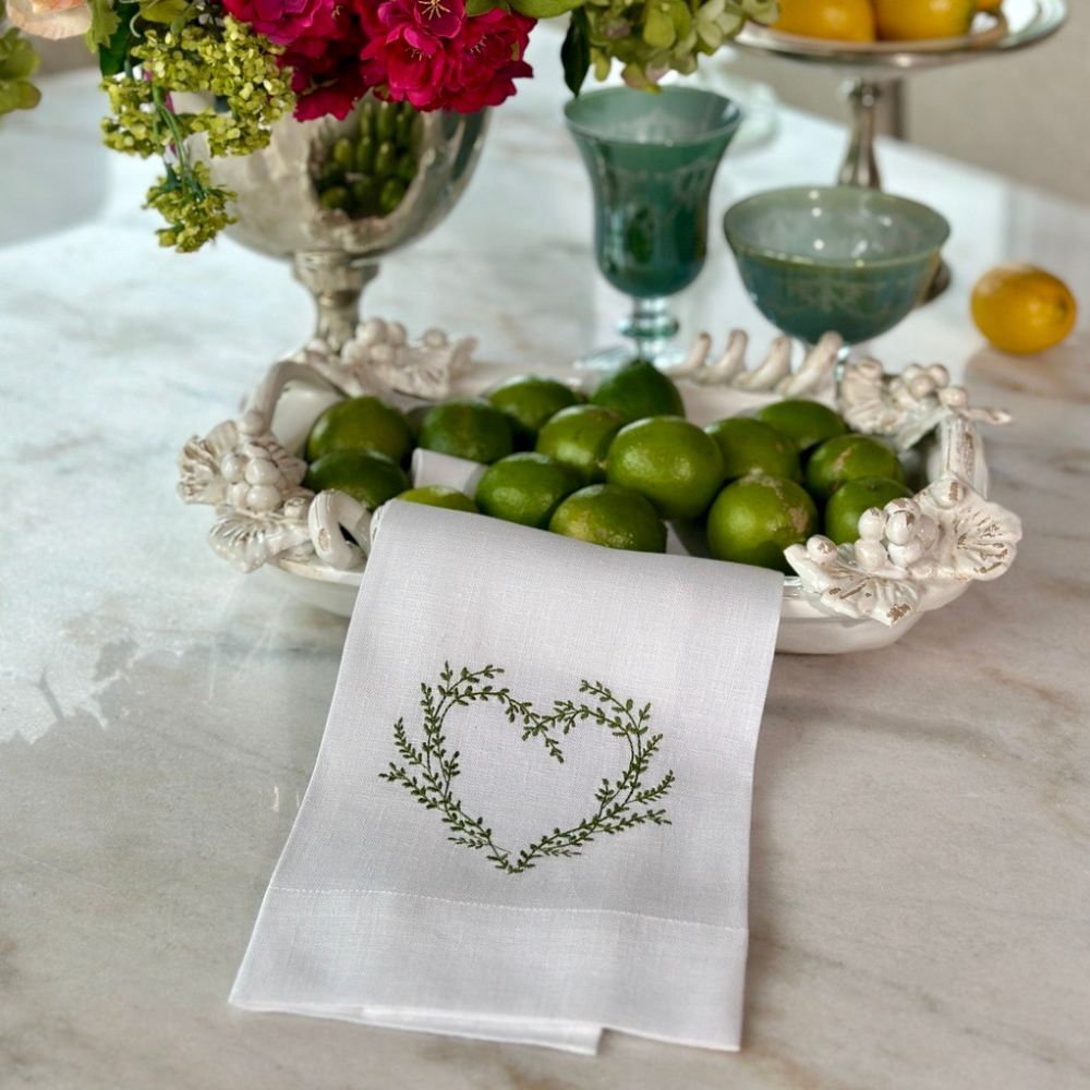 Vineyard Heart Linen Towel