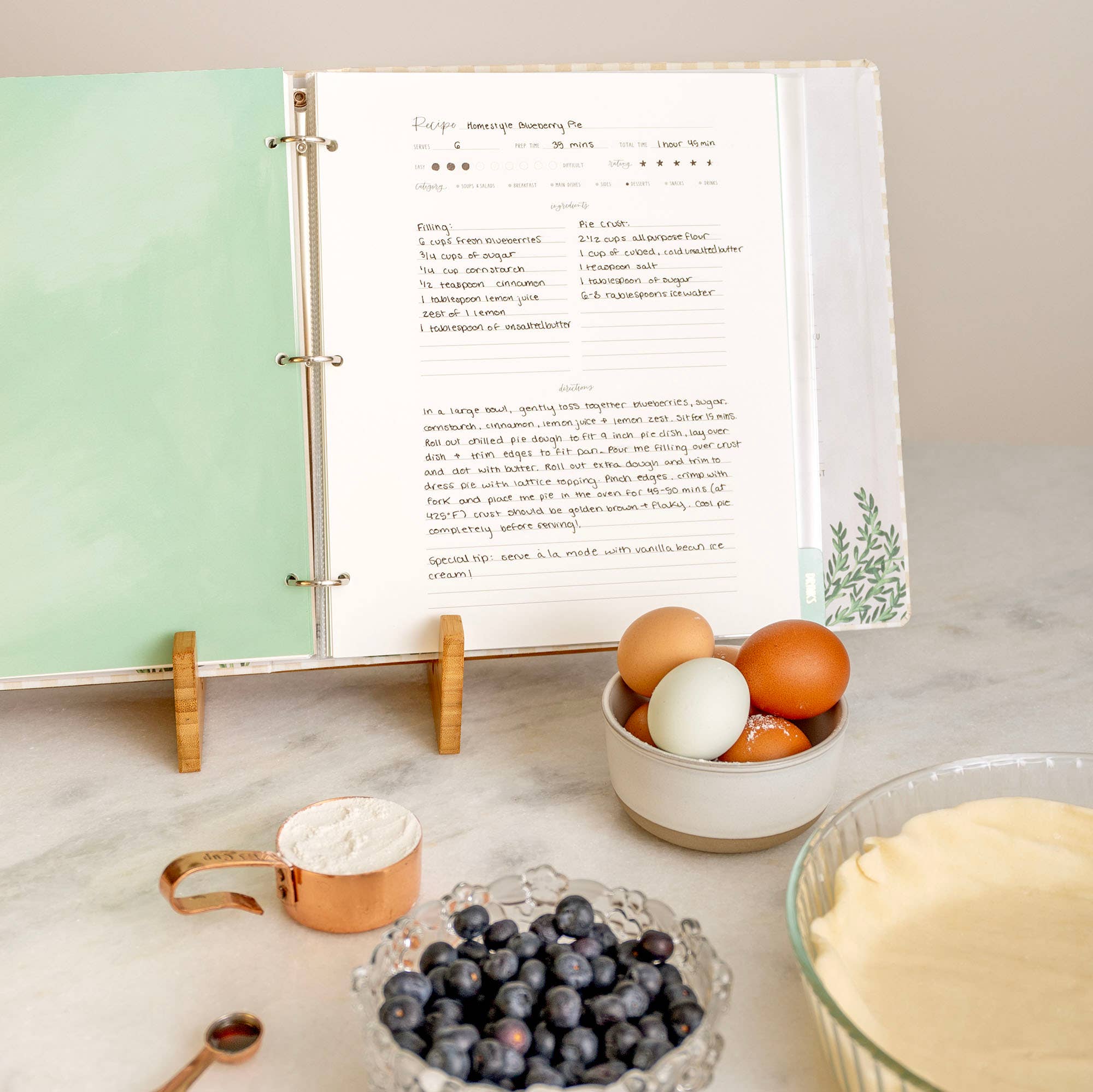 Beige Gingham Recipe Binder