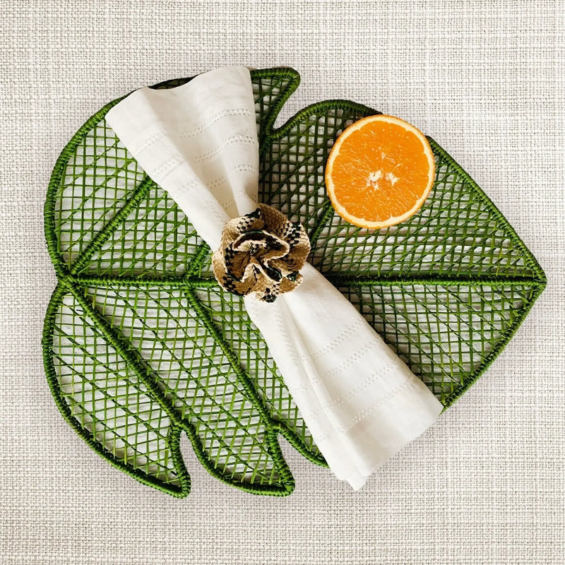 Navy Rose Iraca Napkin Ring